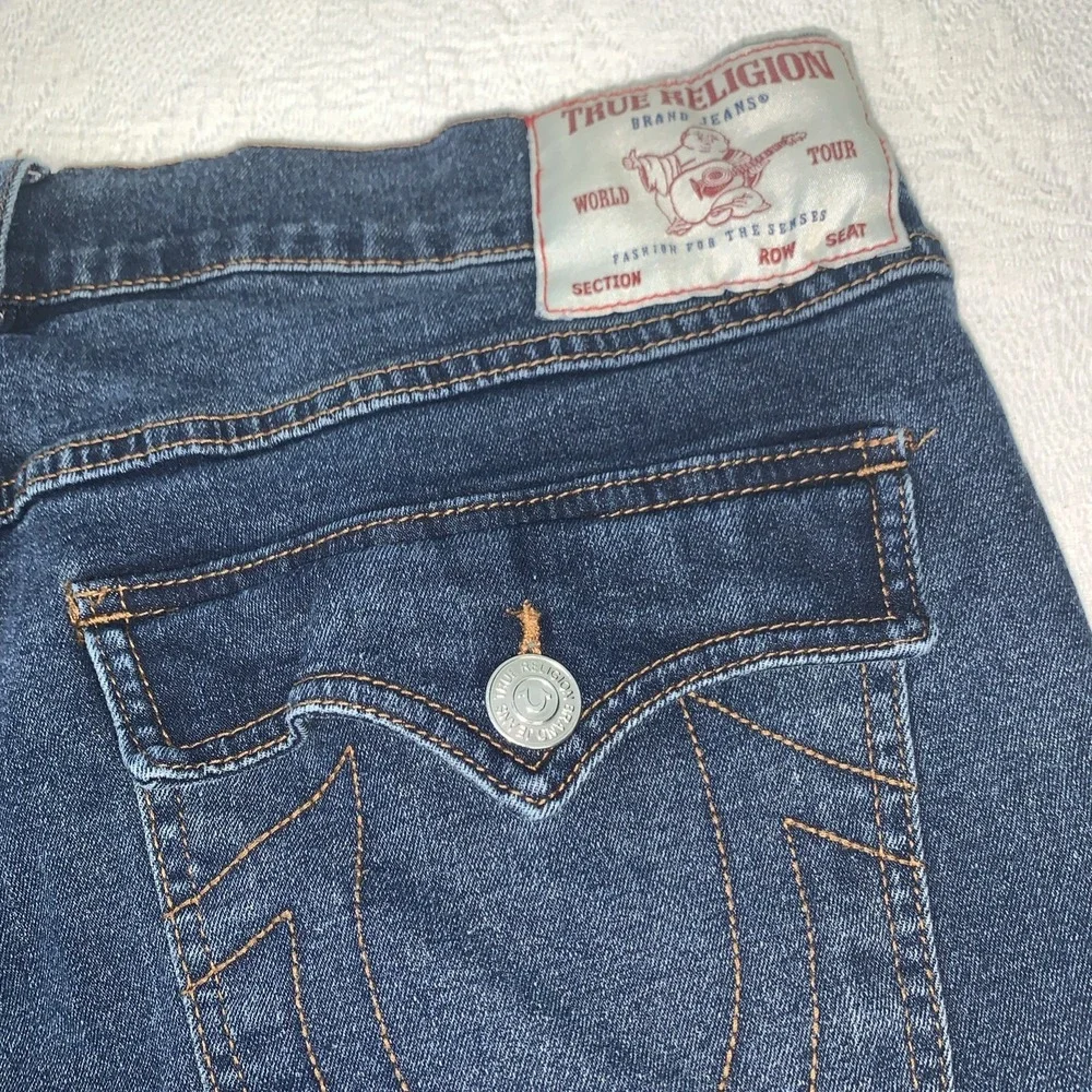 True Religion Ricky Jean Shorts Mens 36 x 11 Denim Relaxed Straight Stretch NICE